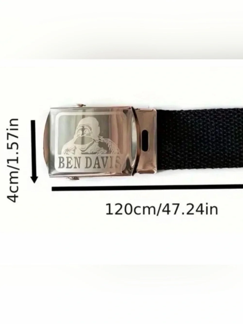 Ben Davis Unisex Adjustable Black Cotton Webbing Belt New
